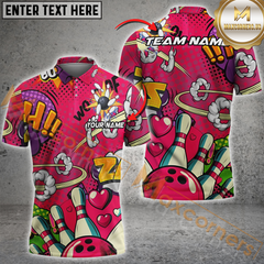 Maxcorners Graffiti Love Bowling Jersey Multicolor Customized Name, Team Name 3D Shirts