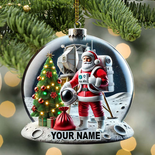 Maxcorners Custom Name Santa Astronaut Ornament, Astronaut  Christmas Decoration 2D Flat LM2111