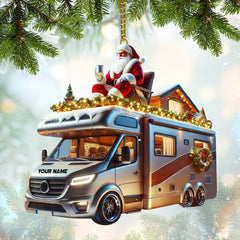 Maxcorners Custom Name Santa Truck Ornament, Santa Christmas Gift 2D Flat LM2111