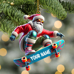 Maxcorners Skateboarding Santa Christmas Ornament, Personalized Ornament 2D Flat LM2211