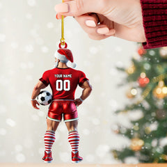 Maxcorners Soccer Santa Christmas Ornament, Personalized Ornament 2D Flat LM2211