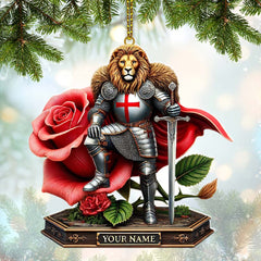 Maxcorners Custom Name England Warrior Ornament, England Lover Christmas Gift 2D Flat LM2111