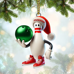 Maxcorners Custom Name Bowling Christmas Ornament, Bowling Lover Christmas Gift5 2D Flat LM2111