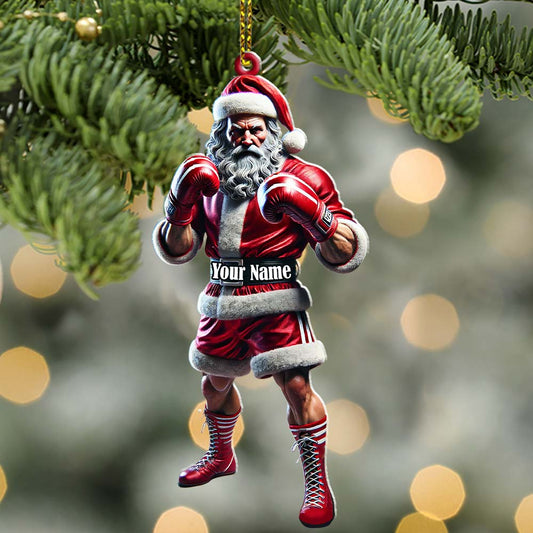 Maxcorners Custom Ornament, Santa Boxing Ornament, Christmas Decor 2D Flat LM2211