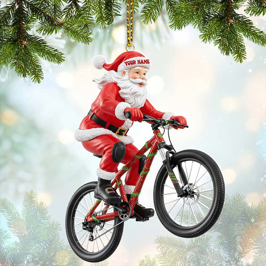 Maxcorners Christmas Santa Mountain Bike, Home Decor, Christmas Ornament, Personalized Ornament 2D Flat LM2111