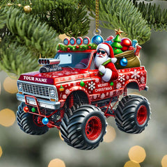 Maxcorners Custom Name Santa Truck Ornament, Santa Christmas Gift Decoration3 2D Flat LM2111