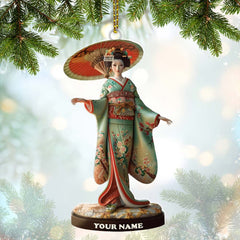 Maxcorners Custom Name Japanese Kimono Ornament, Japanese Lover Christmas Gift 2D Flat LM2111