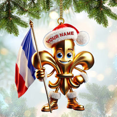 Maxcorners Custom Name France Ornament, France Lover Christmas Gift 2D Flat LM2111