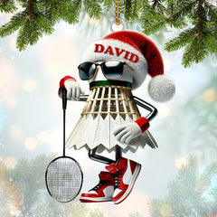 Maxcorners Custom Name Badminton Ornament, Badminton Christmas Gift Decoration3 2D Flat LM2111