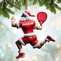 Maxcorners Custom Name Padel Santa Ornament, Christmas Gift for Padel Lover 2D Flat LM2111