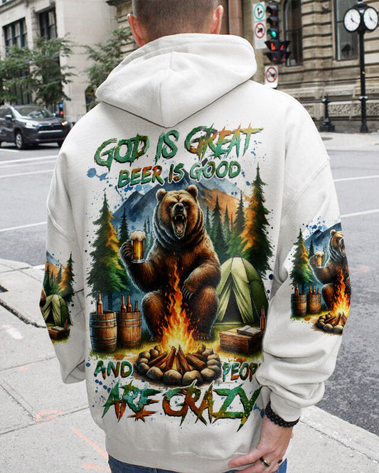 Maxcorners God Is Great Beer Is Good Bear All Over Print LM2101