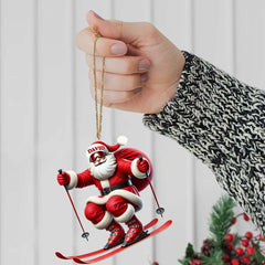 Maxcorners Santa Skiing Christmas Ornament, Personalized Ornaments 2D Flat LM2211