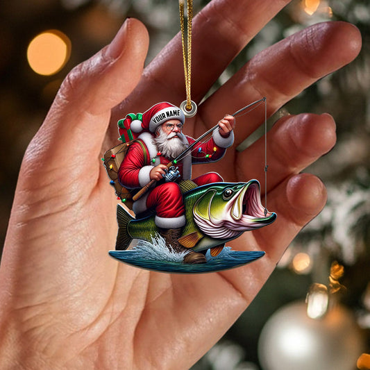 Maxcorners Fishing Santa Christmas Ornament, Personalized Ornament 2D Flat LM2211