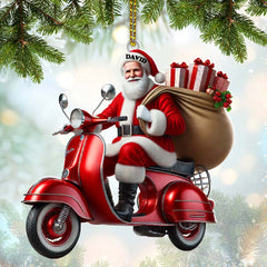 Maxcorners Custom Name Santa Ornament, MotoBike Ornament, Christmas Gift Decoration 2D Flat LM2111