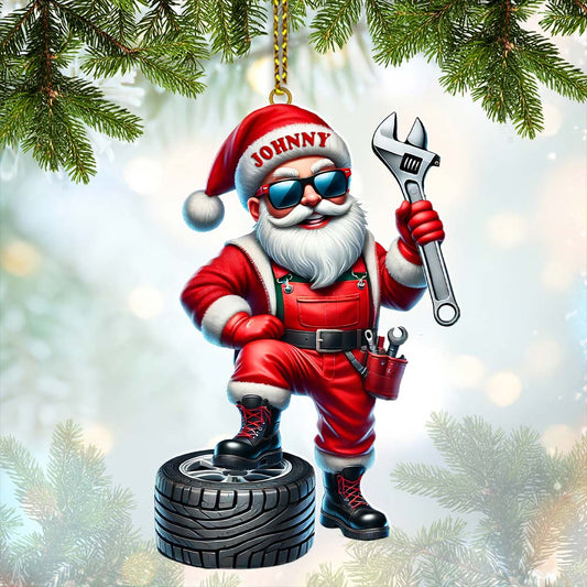 Maxcorners Custom Name Mechanic Santa Ornament, Mechanic Christmas Gift5 2D Flat LM2111
