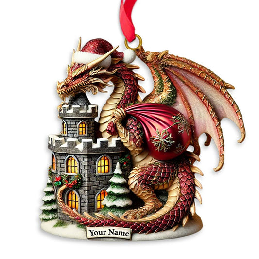 Maxcorners Custom Ornament, Dragon Castle Ornament, Christmas Decor 2D Flat LM2211
