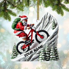Maxcorners Custom Name Santa Mountain Bike Ornament, Santa Christmas Gift5 2D Flat LM2111