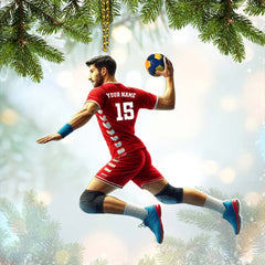 Maxcorners Custom Name Handball Ornament, Christmas Gift for Handball Lover 2D Flat LM2111
