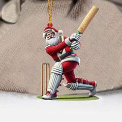 Maxcorners Cricket Ball Santa Pose Christmas Ornament, Personalized Ornament 2D Flat LM2211