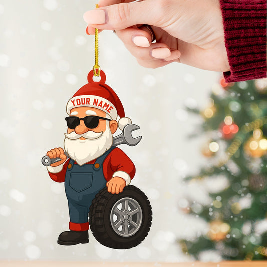 Maxcorners Santa Mechanic Christmas, Home Decor, Christmas Ornament, Personalized Ornament 2D Flat LM2111