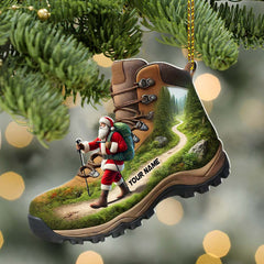 Maxcorners Custom Name Santa Hiking Ornament, Hiking Lover Christmas Gift 2D Flat LM2111