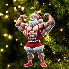 Maxcorners Custom Name Gym Work Out Santa Ornament, Gymnastics Christmas Gift 2D Flat LM2111