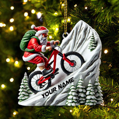 Maxcorners Custom Name Santa Mountain Bike Ornament, Santa Christmas Gift 2D Flat LM2111
