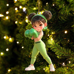 Maxcorners Custom Name Woman Boxing Ornament, Boxing Christmas Gift 2D Flat LM2111
