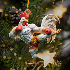 Maxcorners Chicken Muay Thai Christmas Ornament, Personalized Ornament 2D Flat LM2211