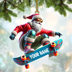 Maxcorners Skateboarding Santa Christmas Ornament, Personalized Ornament 2D Flat LM2211
