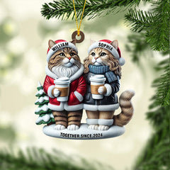Maxcorners Couple Cats Home Decor Christmas Ornament, Personalized Ornament 2D Flat LM2211