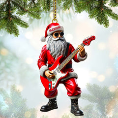 Maxcorners Custom Name Santa Guitar Ornament, Santa Christmas Gift15 2D Flat LM2111