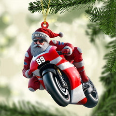 Maxcorners Santa Motobike Christmas Ornament, Personalized Ornament 2D Flat LM2211