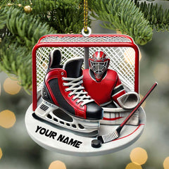 Maxcorners Custom Name Ice Hockey Ornament, Christmas Gift Decoration2 2D Flat LM2111