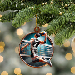 Maxcorners Custom Name and Number Handball Ornament, Christmas Gift for Handball Lover7 2D Flat LM2211
