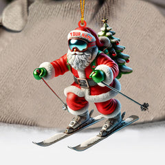 Maxcorners Santa Skiing Christmas Ornament, Personalized Ornament 2D Flat LM2211