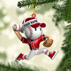 Maxcorners Baseball Player Christmas Ornament, Personalized Ornament 2D Flat LM2211