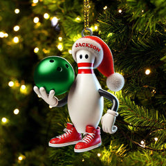 Maxcorners Custom Name Bowling Christmas Ornament, Bowling Lover Christmas Gift5 2D Flat LM2111