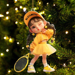 Maxcorners Custom Name Woman Tennis Ornament, Tennis Christmas Gift 2D Flat LM2111