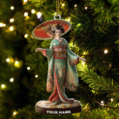 Maxcorners Custom Name Japanese Kimono Ornament, Japanese Lover Christmas Gift 2D Flat LM2111