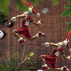 Maxcorners Custom Badminton Santa Ornament, Personalized Ornament 2D Flat LM2211