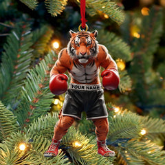 Maxcorners Custom Name Tiger Boxing Ornament, Boxing Christmas Gift Decoration 2D Flat LM2111