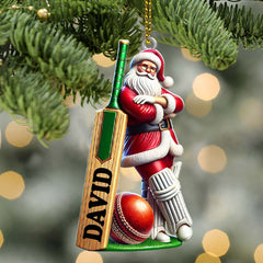 Maxcorners Cricket Ball Ready Santa Christmas Ornament, Personalized Ornament 2D Flat LM2211