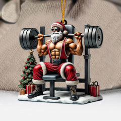 Maxcorners Santa Muscle Weightlifting Christmas Ornament, Personalized Ornament 2D Flat LM2211