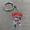 Maxcorners Salmon Fishing Keychain Hooked On Freedom American Flag Fish Design Personalized Name 2D Keychain