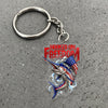 Maxcorners Marlin Fishing Keychain Hooked On Freedom American Flag Fish Design Personalized Name 2D Keychain