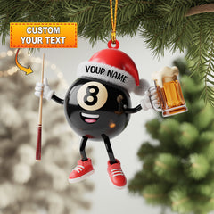 Maxcorners Billiard 8-Ball Beer Christmas Ornament