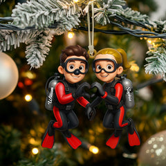 Maxcorners Diving Couple Home Decor, Christmas Ornament, Personalized Ornament 9 2D Flat LM2111