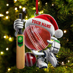 Maxcorners Custom Name Cricket Ball Ornament, Cricket Ball Lover Christmas Gift9 2D Flat LM2211