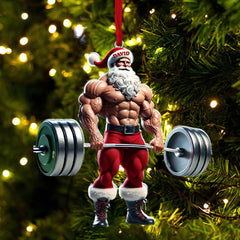 Maxcorners Custom Name Gym Work Out Santa Ornament, Gymnastics Christmas Gift9 2D Flat LM2111